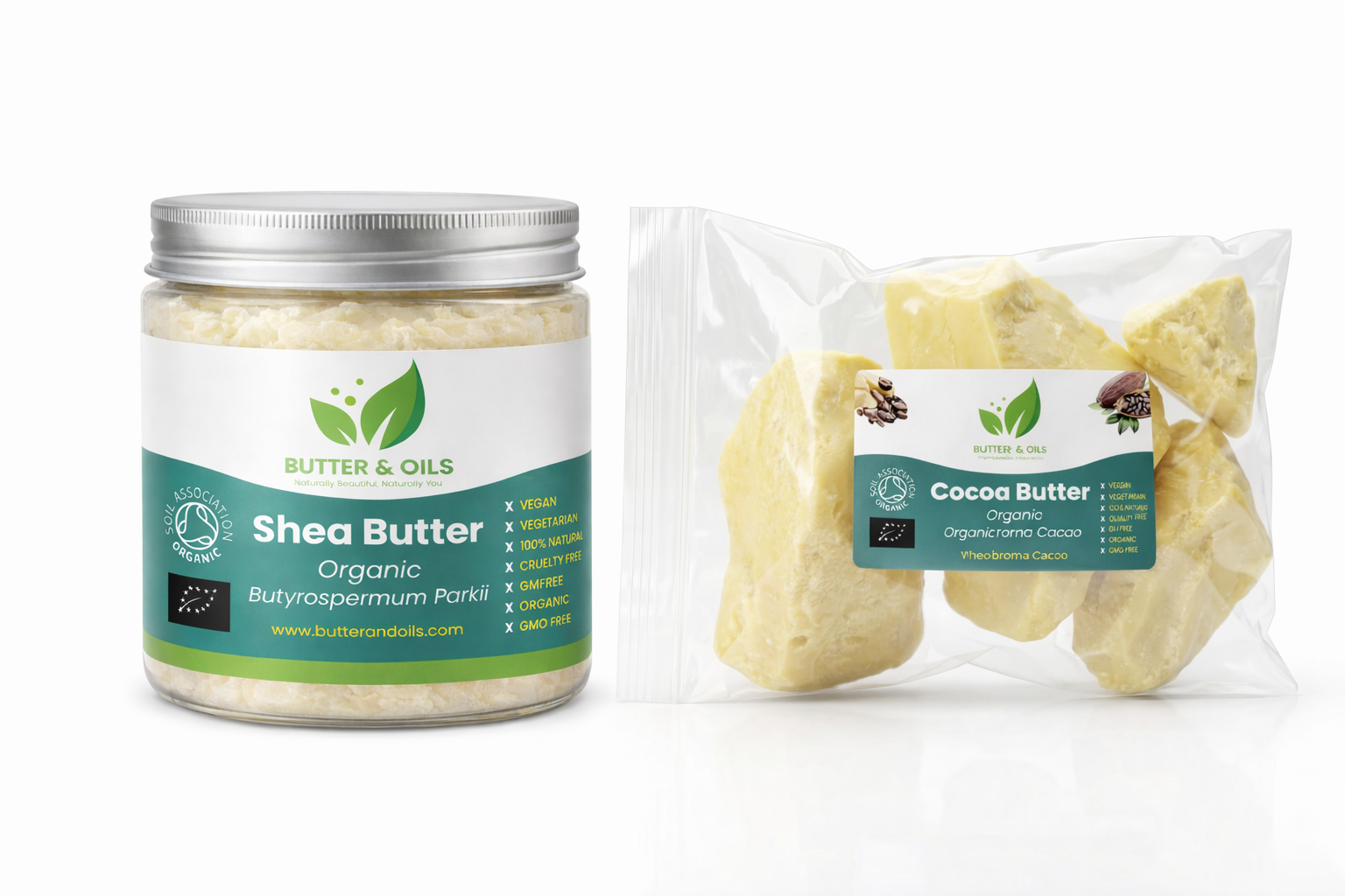Raw Organic Cocoa Butter & Shea Butter – Separate Packs, Unrefined.